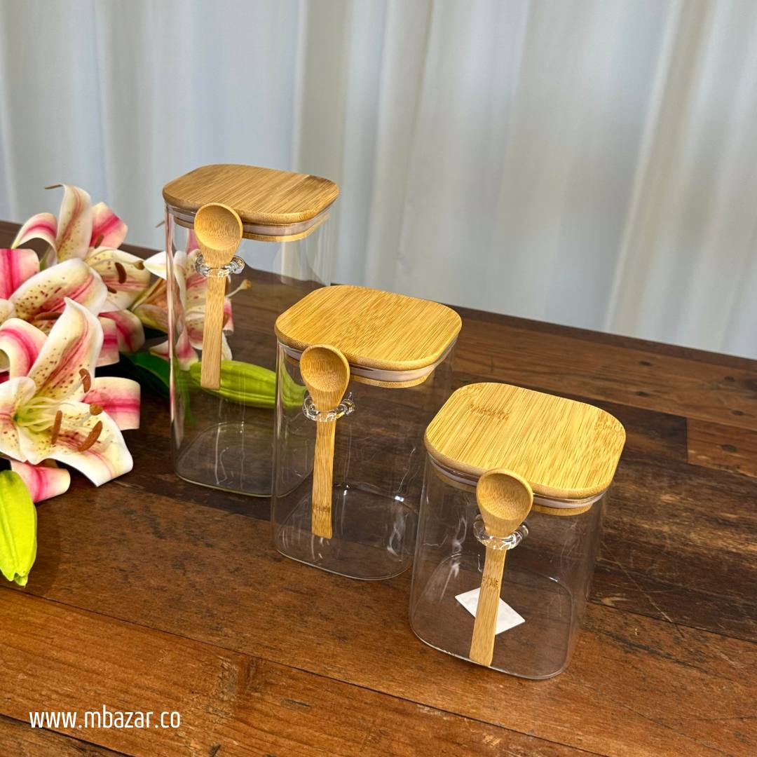 3 پاکەت شووشەی دار پەرداخەکانی هەڵگرتنی قاپ