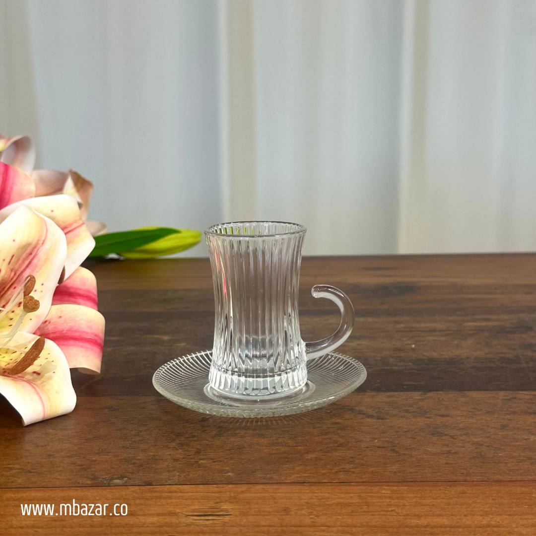 Simple Glass Tea Cup and Saucer Set