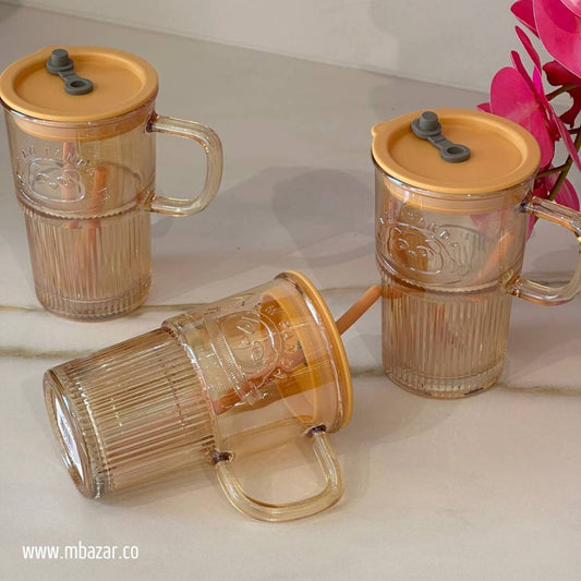 Trasparent Bronze Glass with Lid and Strew