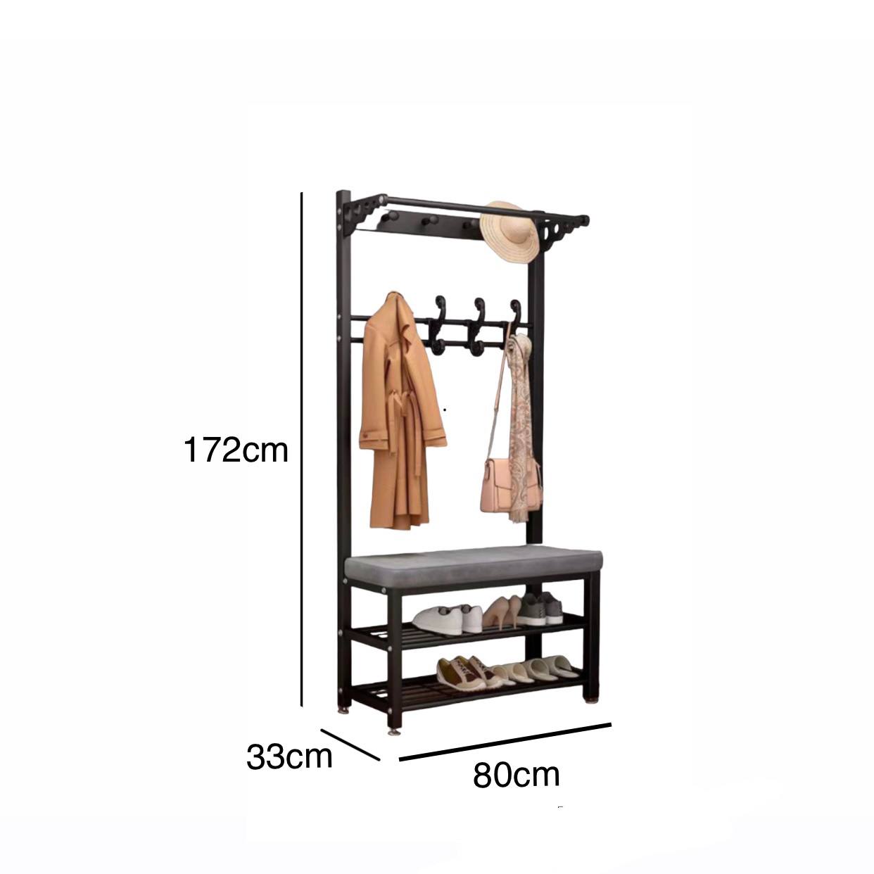 80cm Metal Stand Cloth and Shoe Holder Bench