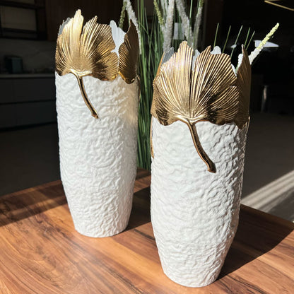 2 Sized Elegant Ginkgo Vases