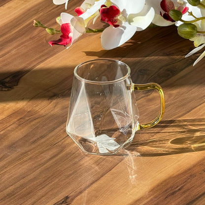 Set Of Trasparent Diamond Pattern Glass Mug