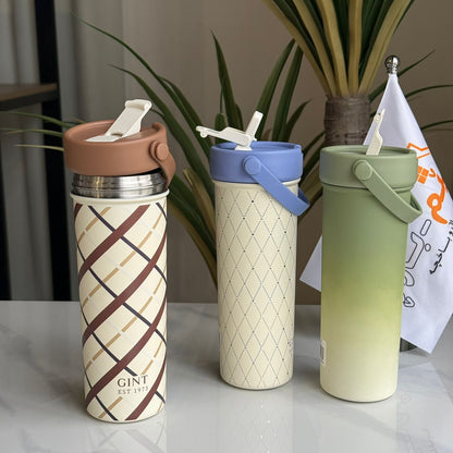 Modern Double-Wall Stainless Steel Tumbler with Straw Lid – Large Travel Mug