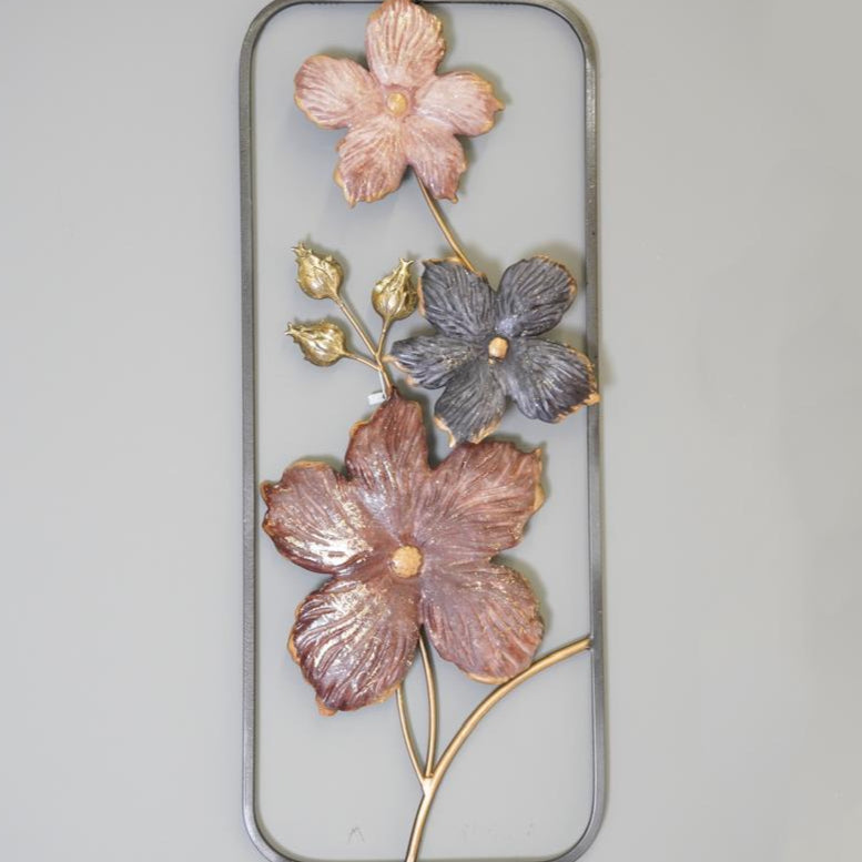 Metal Brown Flower Wall Decoration