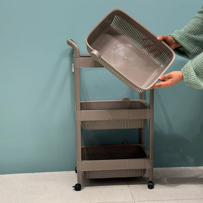 3&4-Tier Plastic Storage Trolley with Wheels