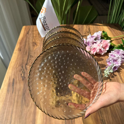 طقم أدوات مائدة زجاجي فاخر متموج - 6 قطع