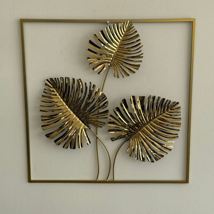 Golden Metal Leaves Wall Decoration