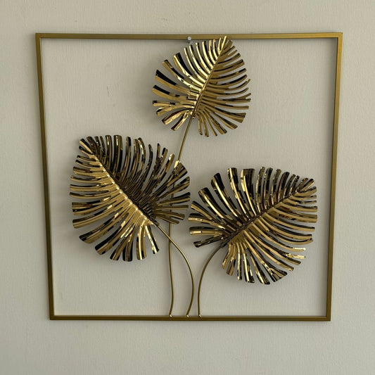 Golden Metal Leaves Wall Decoration