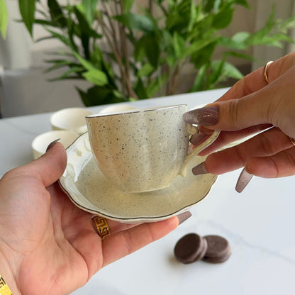 Classic Stoneware Coffee Cup & Saucer Set