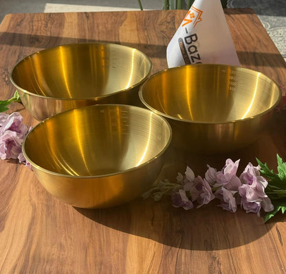 أوعية خلط وتقديم فاخرة متعددة الاستخدامات من الفولاذ المقاوم للصدأ باللون الذهبي - مع علامات قياس