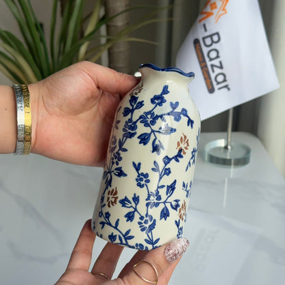 Blue & Brown Floral Ceramic Vase Collection