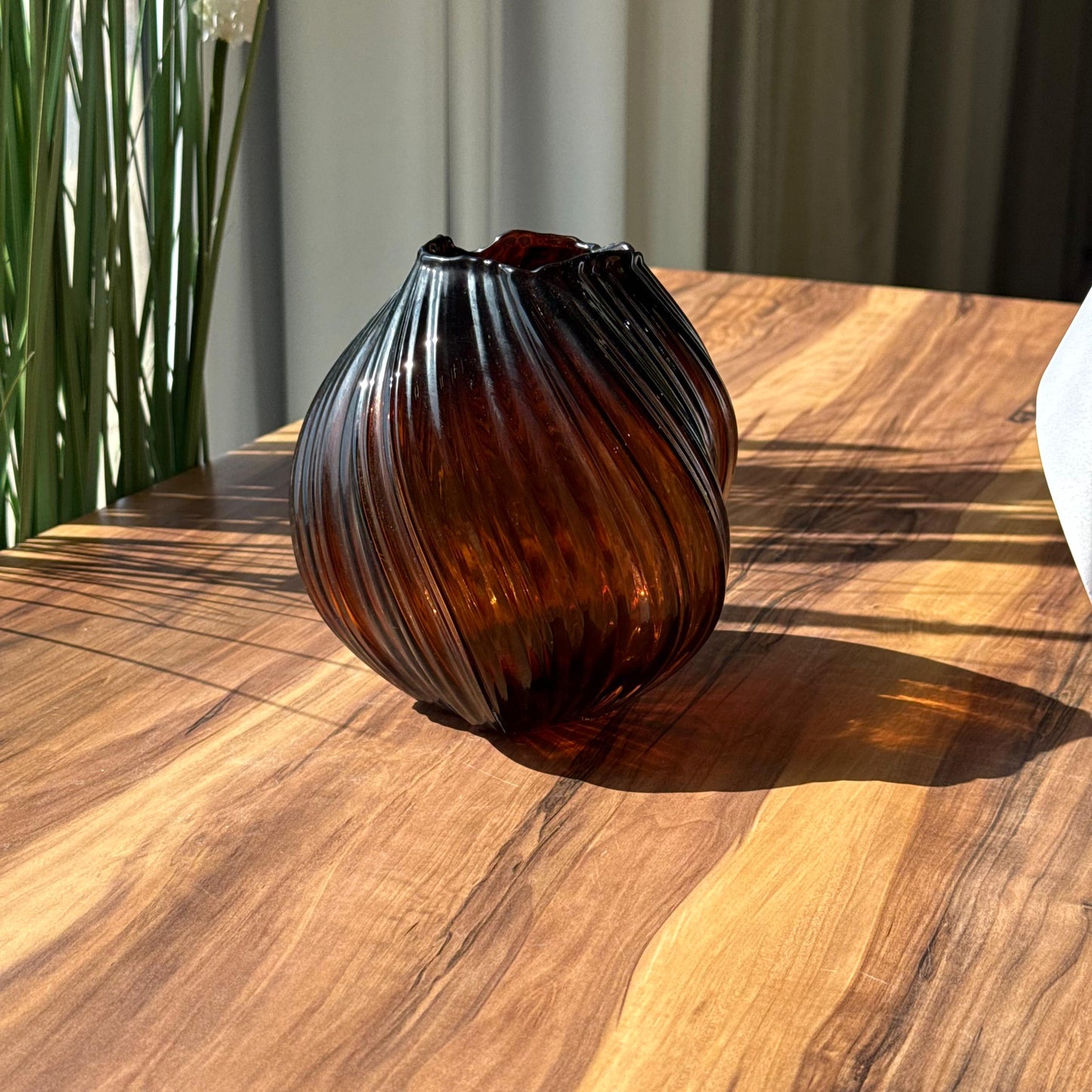 Twist Amber Glass Vase Collection