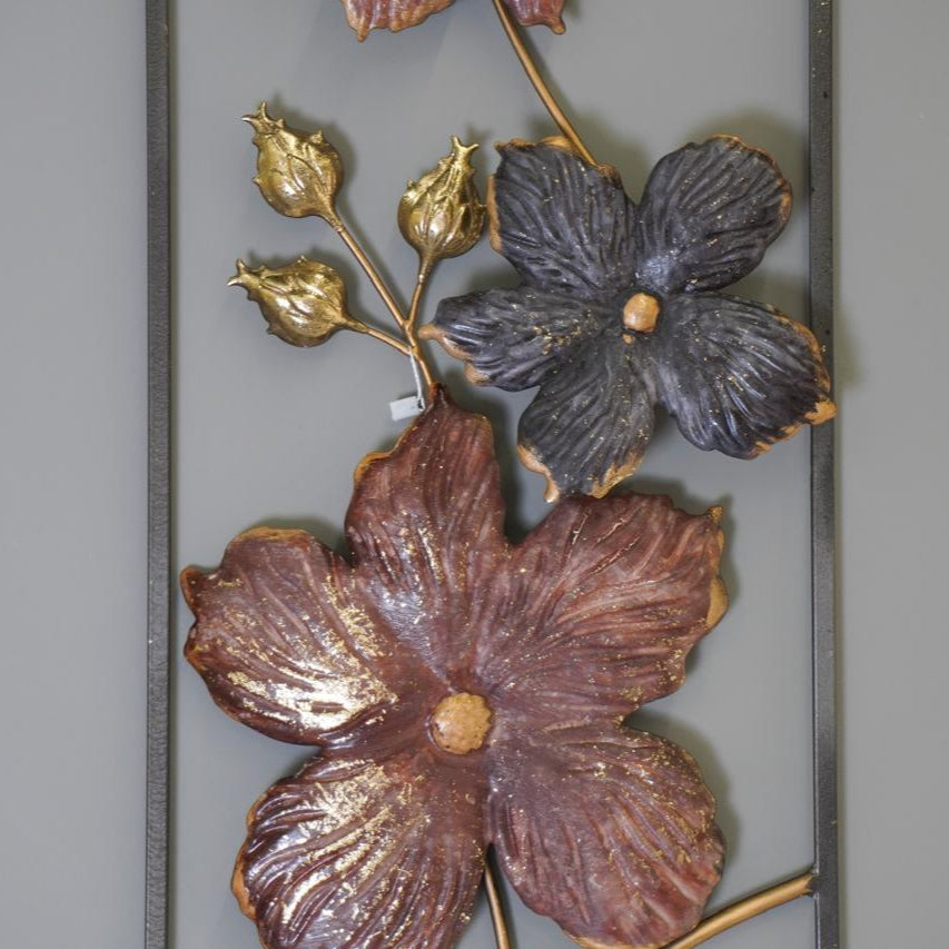 Metal Brown Flower Wall Decoration