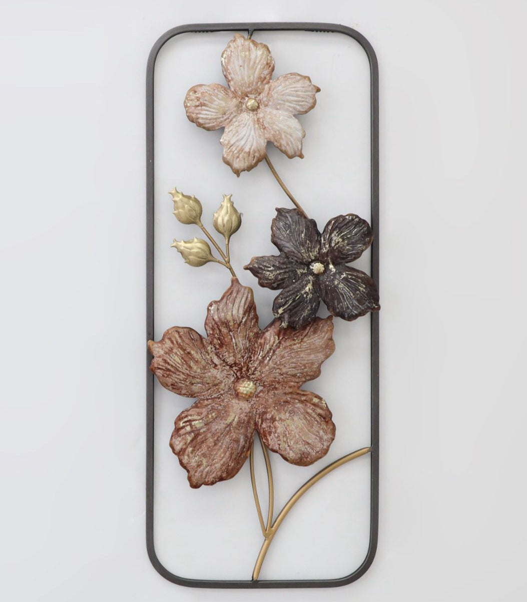 Metal Brown Flower Wall Decoration