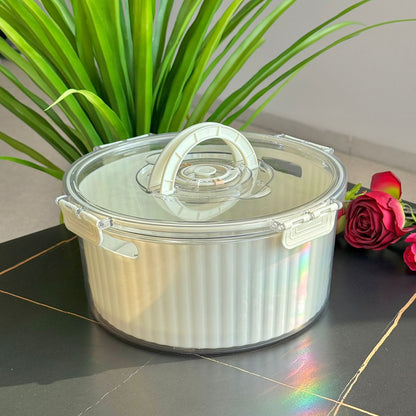 حاوية تخزين طعام دائرية محكمة الغلق مع قرص لعرض التاريخ - مجموعة من 4 قطع