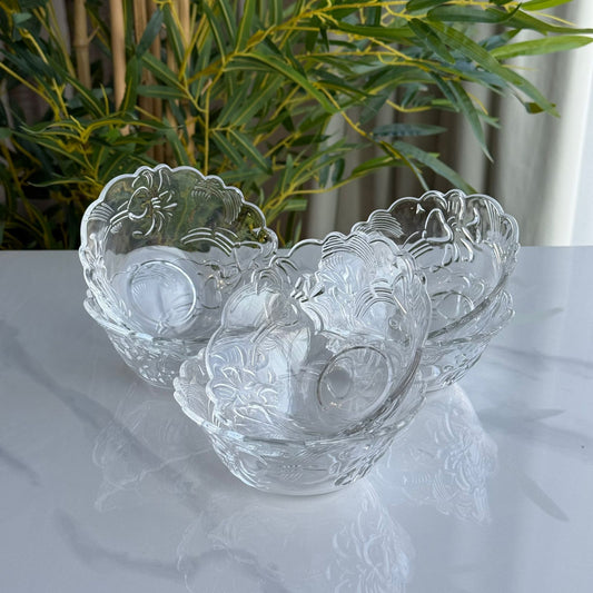 Blush Bloom Glass Dessert Bowl Set