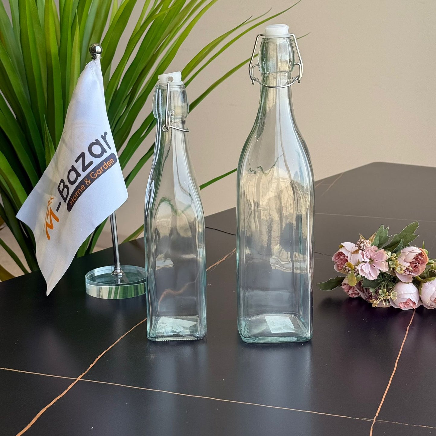 Classic Clear Glass Bottle with Swing Top Lid