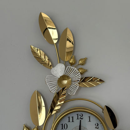 Gold Floral Wall Clock