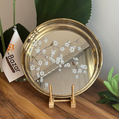 Elegant Floral Mirror Trays