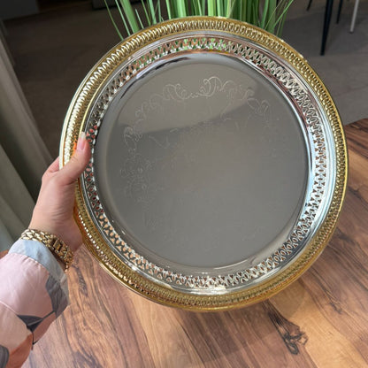Luxury Decorative Gold Edge Round Tray