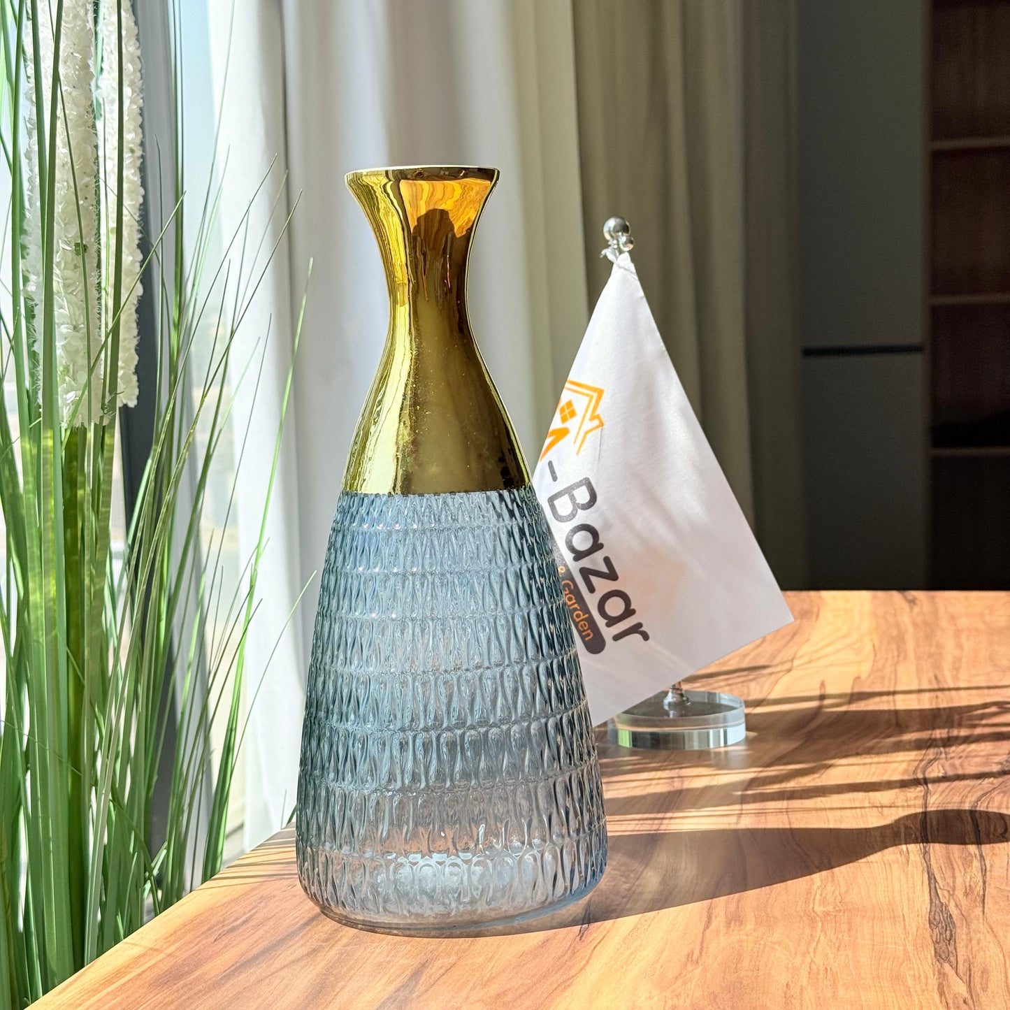 Golden Ember Textured Glass Vase