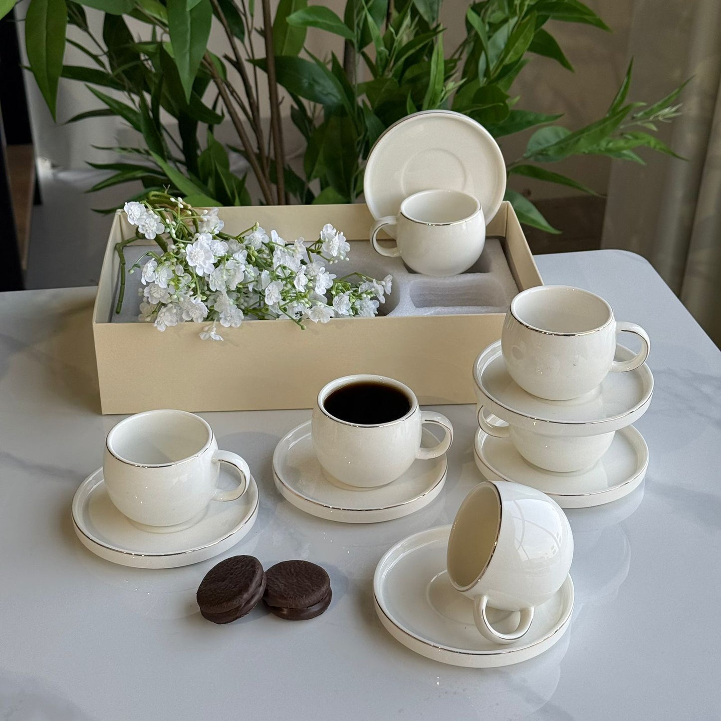 Elegant Minimalist Coffee Cup & Saucer Set