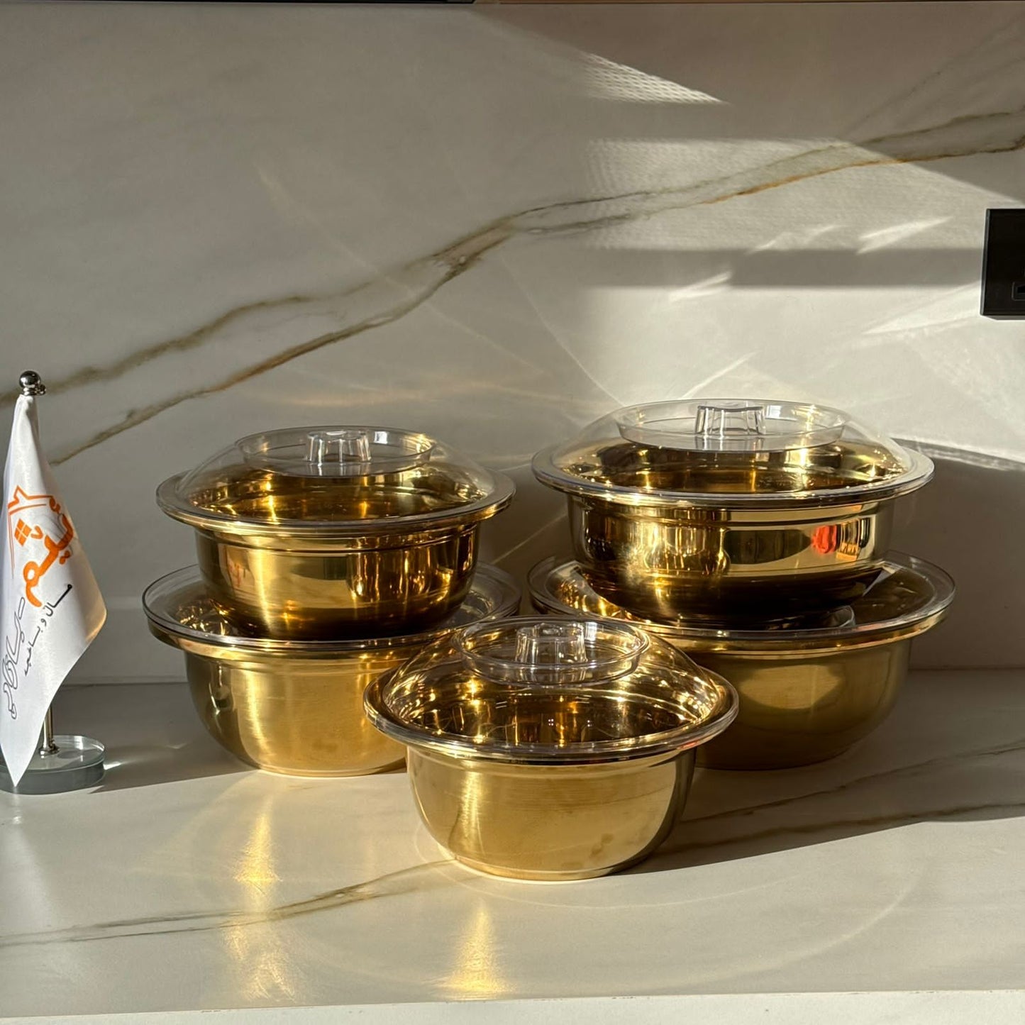 Elegant Gold Stainless Steel Bowl Set with Lids