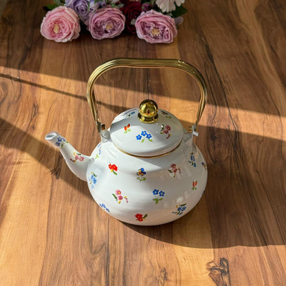 Floral Pattern Enamel Teapot