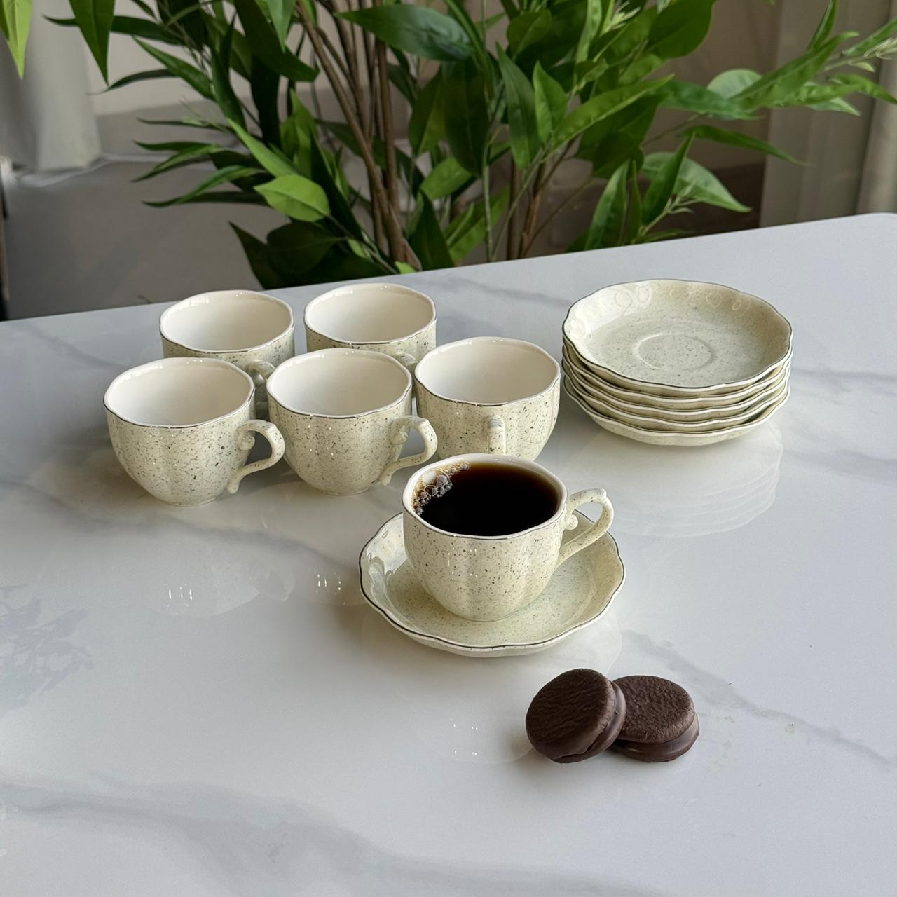Classic Stoneware Coffee Cup & Saucer Set