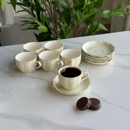 Classic Stoneware Coffee Cup & Saucer Set