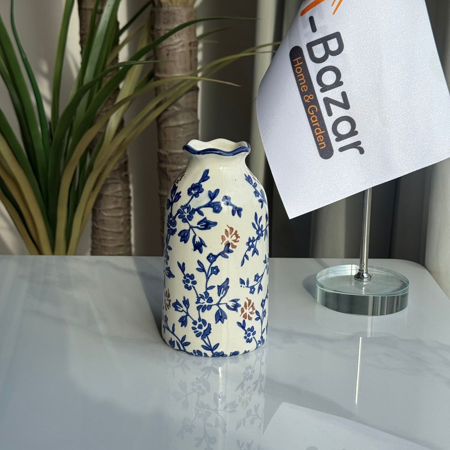 Blue & Brown Floral Ceramic Vase Collection