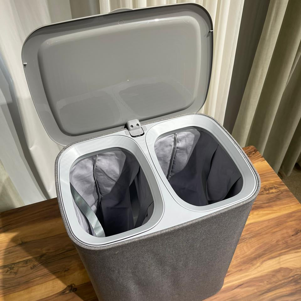 Dual-Compartment Fabric Laundry Hamper