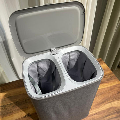 Dual-Compartment Fabric Laundry Hamper