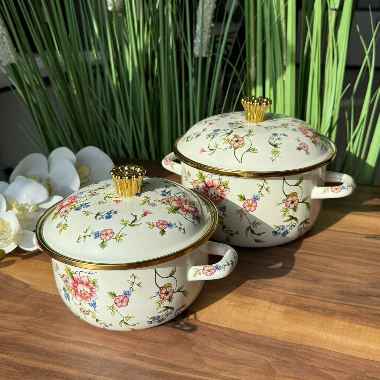 Enamel Cooking Floral Design Stockpot
