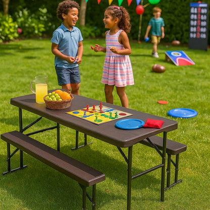 Foldable Picnic Table Set With Benches - Outdoor Game & Dining Essential