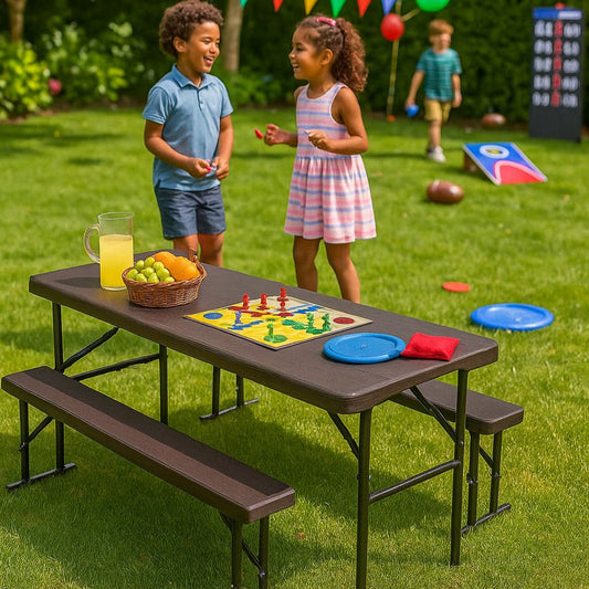 Foldable Picnic Table Set With Benches - Outdoor Game & Dining Essential