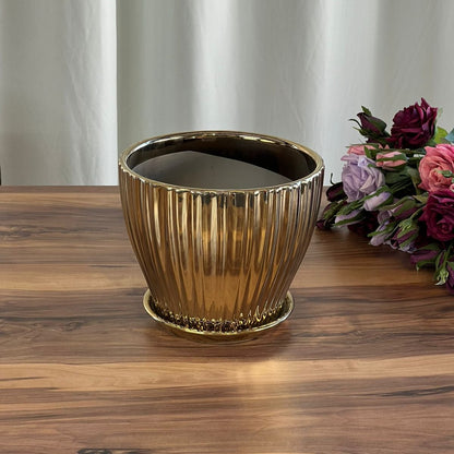 Vintage Gold Indoor/Outdoor Ceramic Planter