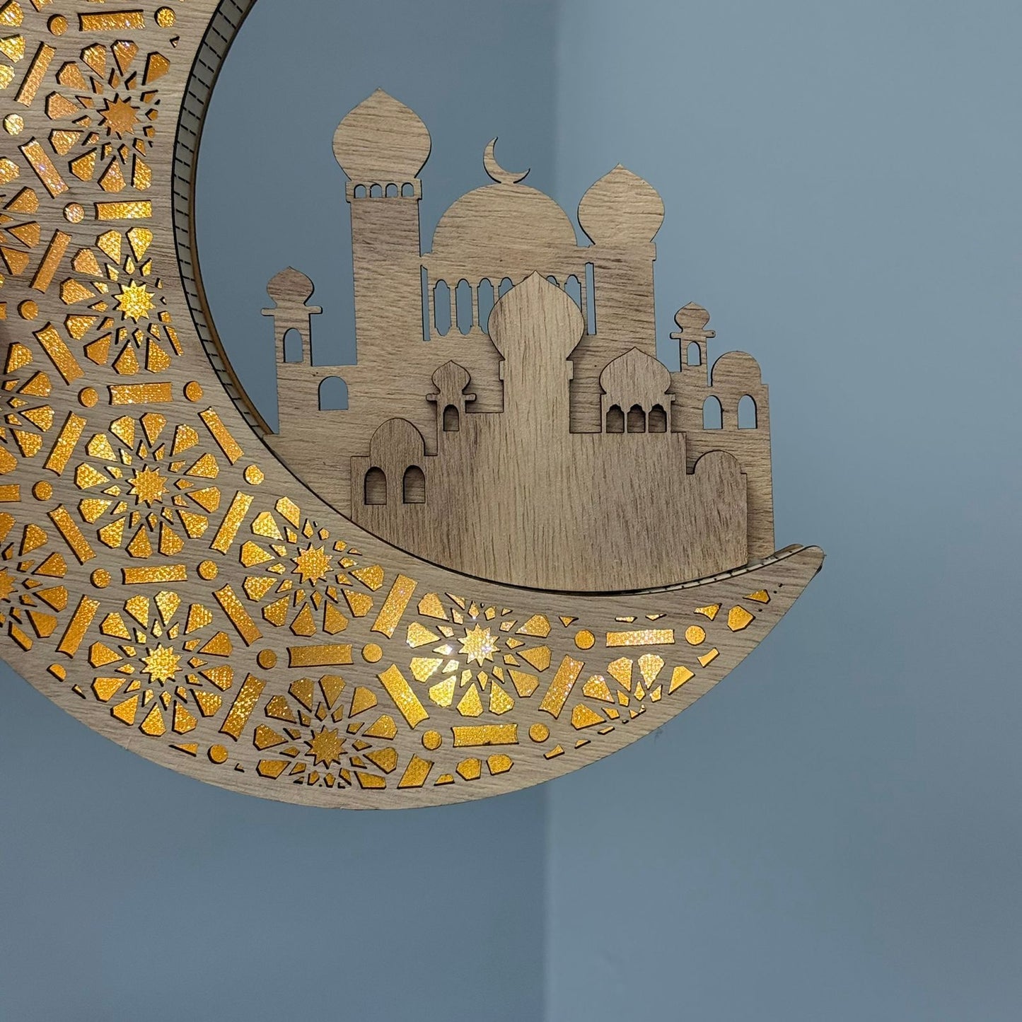 Hanging Crescent Moon and Mosque Decorative Light