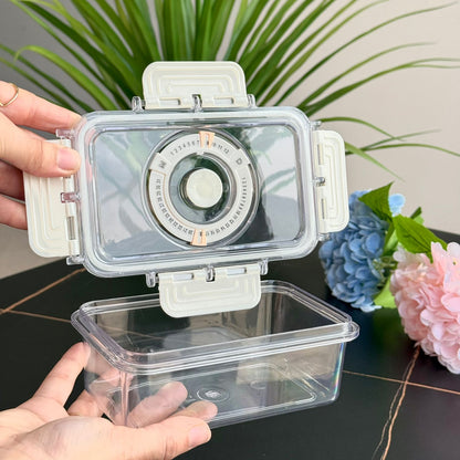 مجموعة حاويات تخزين طعام محكمة الغلق مكونة من 4 قطع - مع قرص لعرض التاريخ