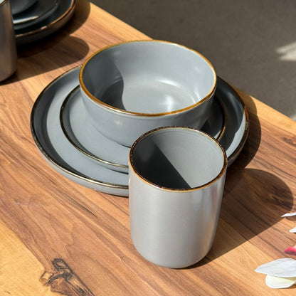 Granite Edge -16-PCS Grey Dinnerware Set