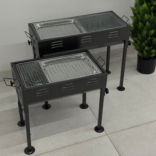 Rectangular Charcoal Barbecue Grill with Legs
