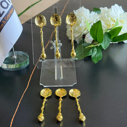 Royal Silver - Golden Vintage Pattern Spoons – Set of 6