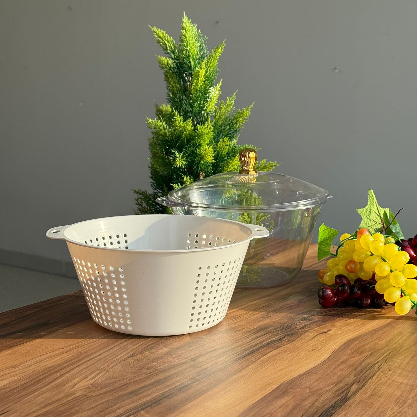 Multi-Purpose Washing & Storage Bowl Strainer With Lid - Round