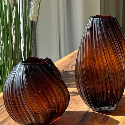 Twist Amber Glass Vase Collection