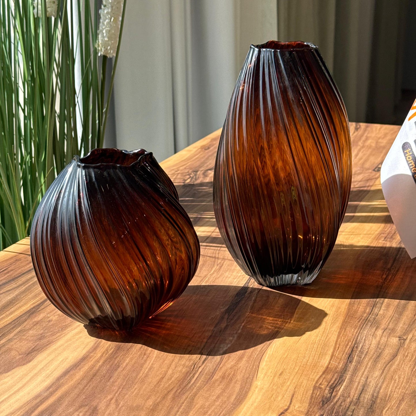 Twist Amber Glass Vase Collection