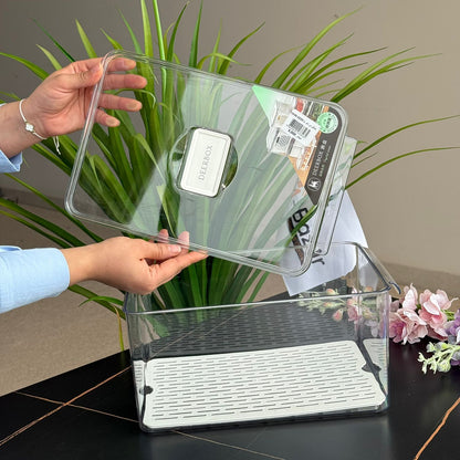 Refrigerator Storage Box With Removable Drain Tray
