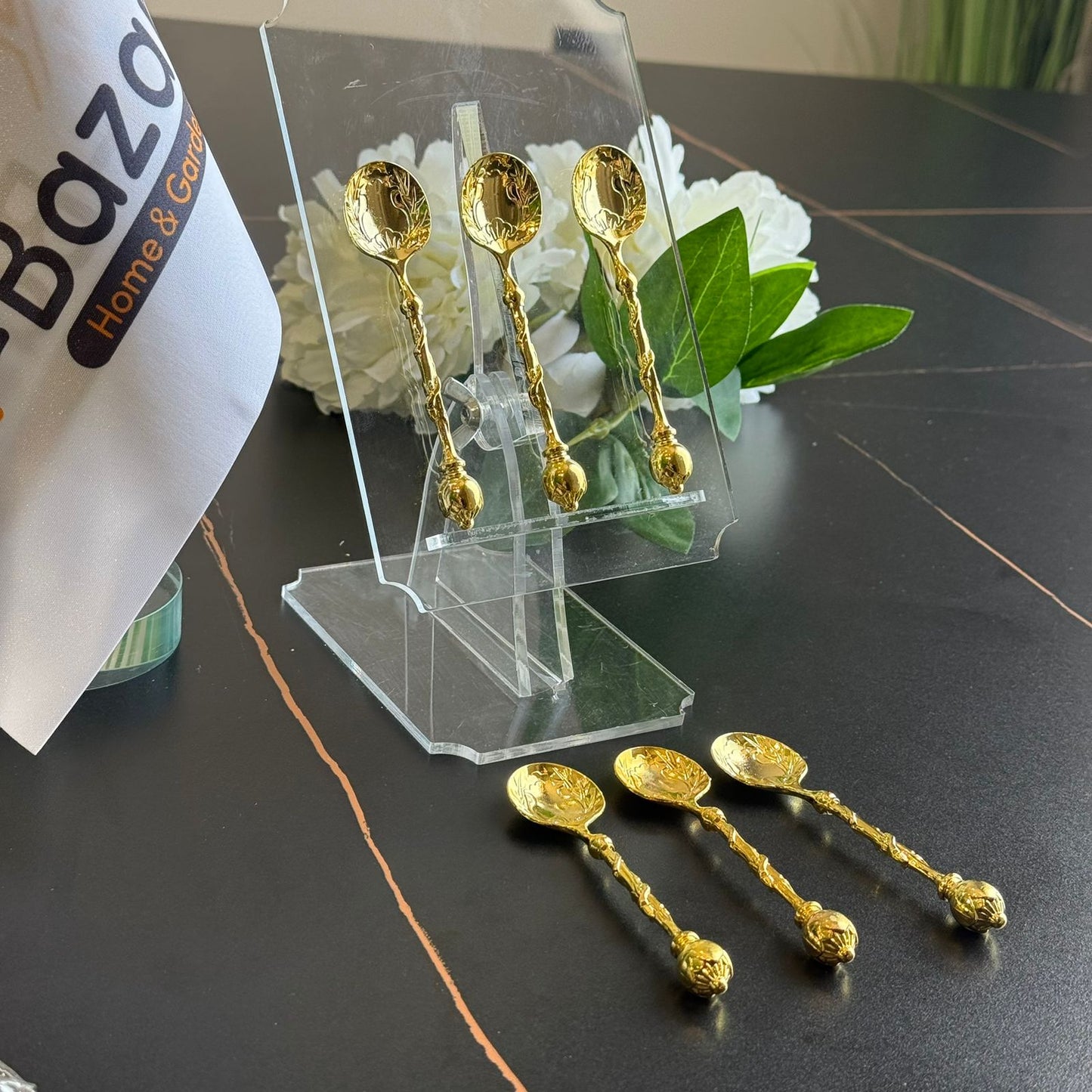 Royal Silver - Golden Vintage Pattern Spoons – Set of 6