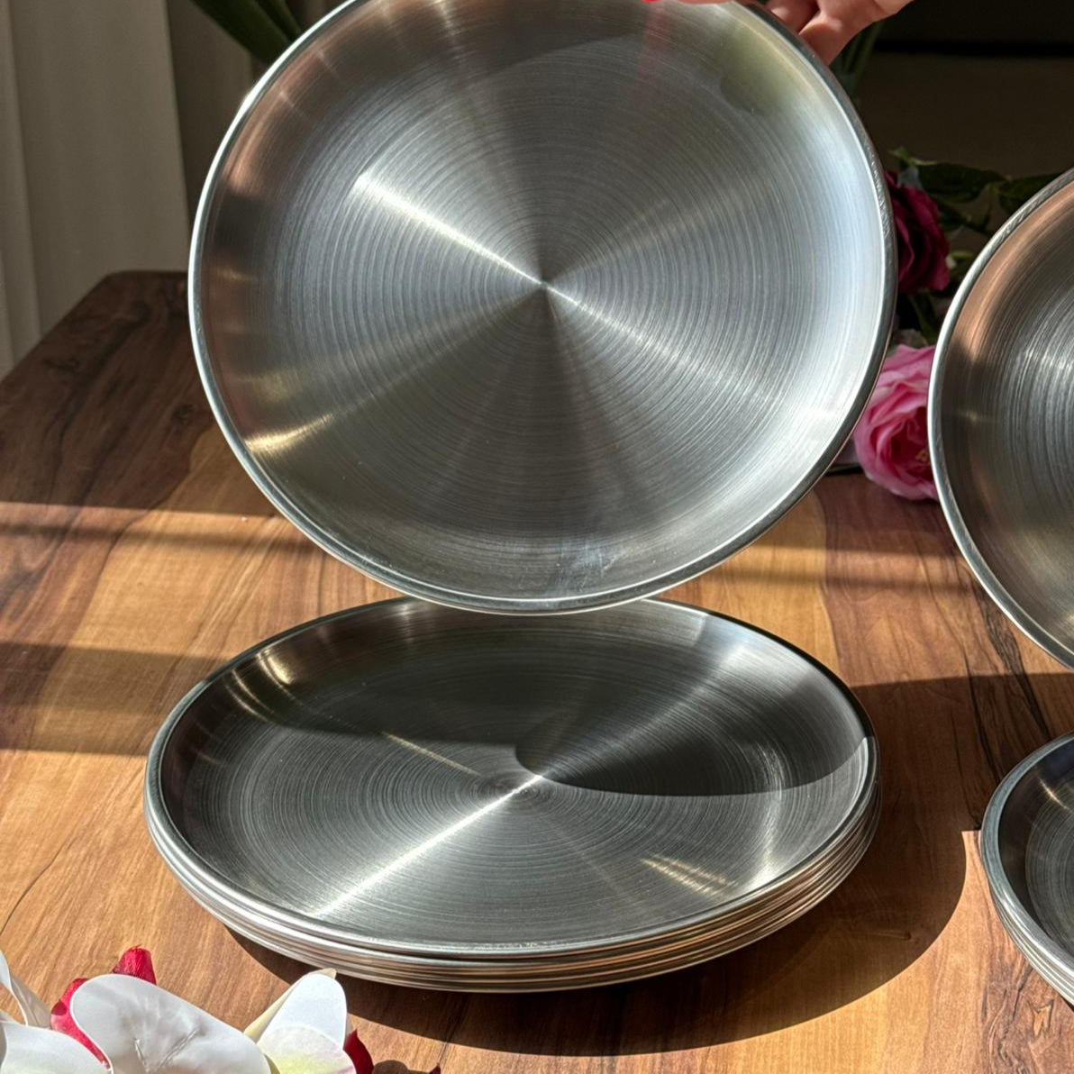 Multi-Purpose -Silver- Stainless Steel Plates Trays