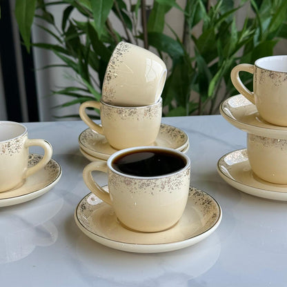 Elegant Stoneware Coffee Cup & Saucer Set