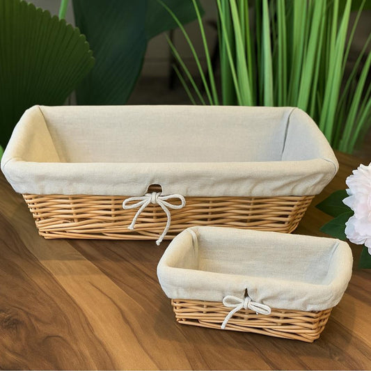 Wicker Willow Storage Basket With Cloth Lining